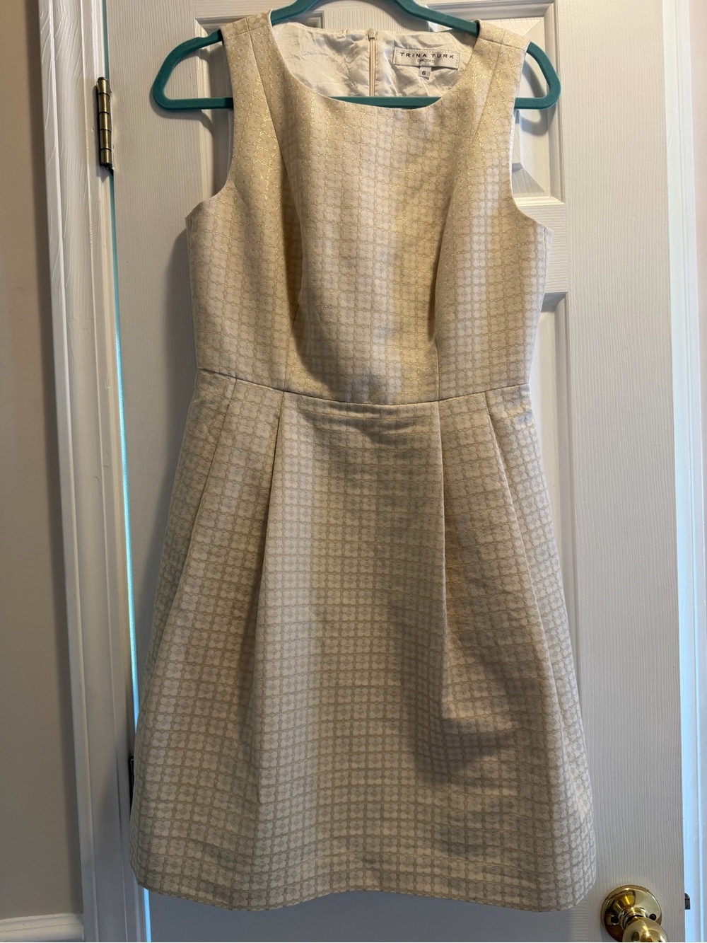 Trina Turk Cream Textured Fit-and-Flare Girls Dress